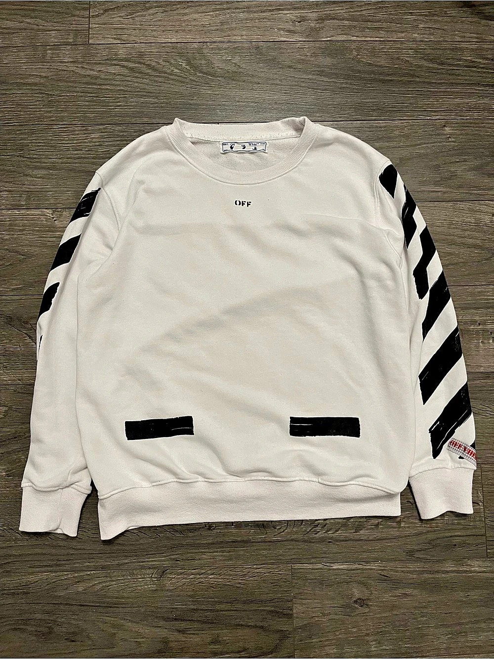 Off-White Seeing Things Diagonal Arrows Crewneck White & Black Large